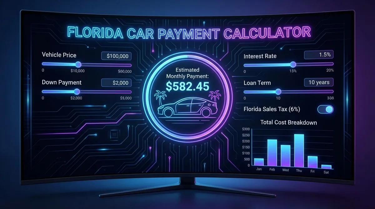 Florida Car Payment Calculator Interface showing tax breakdown