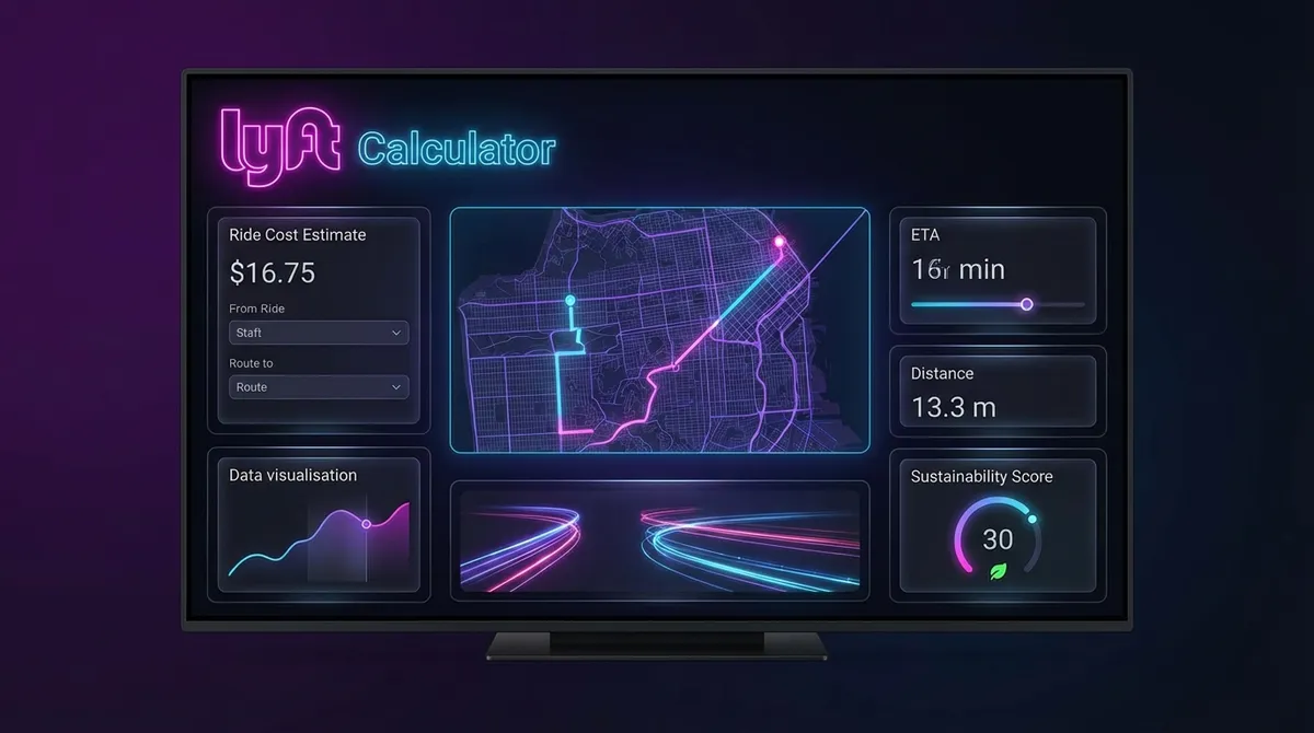 Lyft ride estimate calculator showing fare comparison for all Lyft service levels